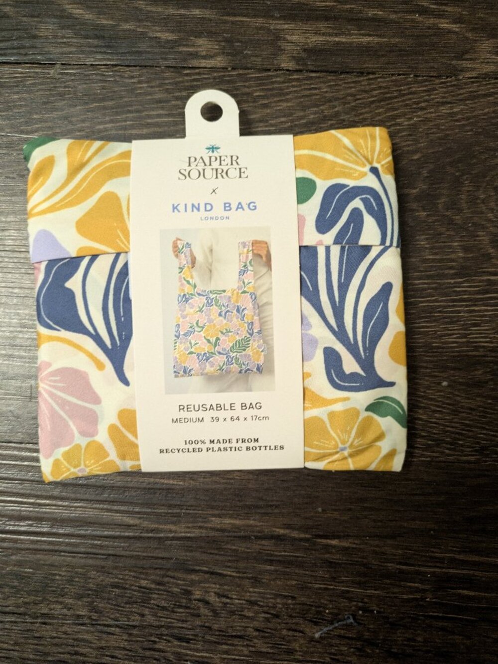 paper source kind bag london reusable bag medium 100% recycled material floral